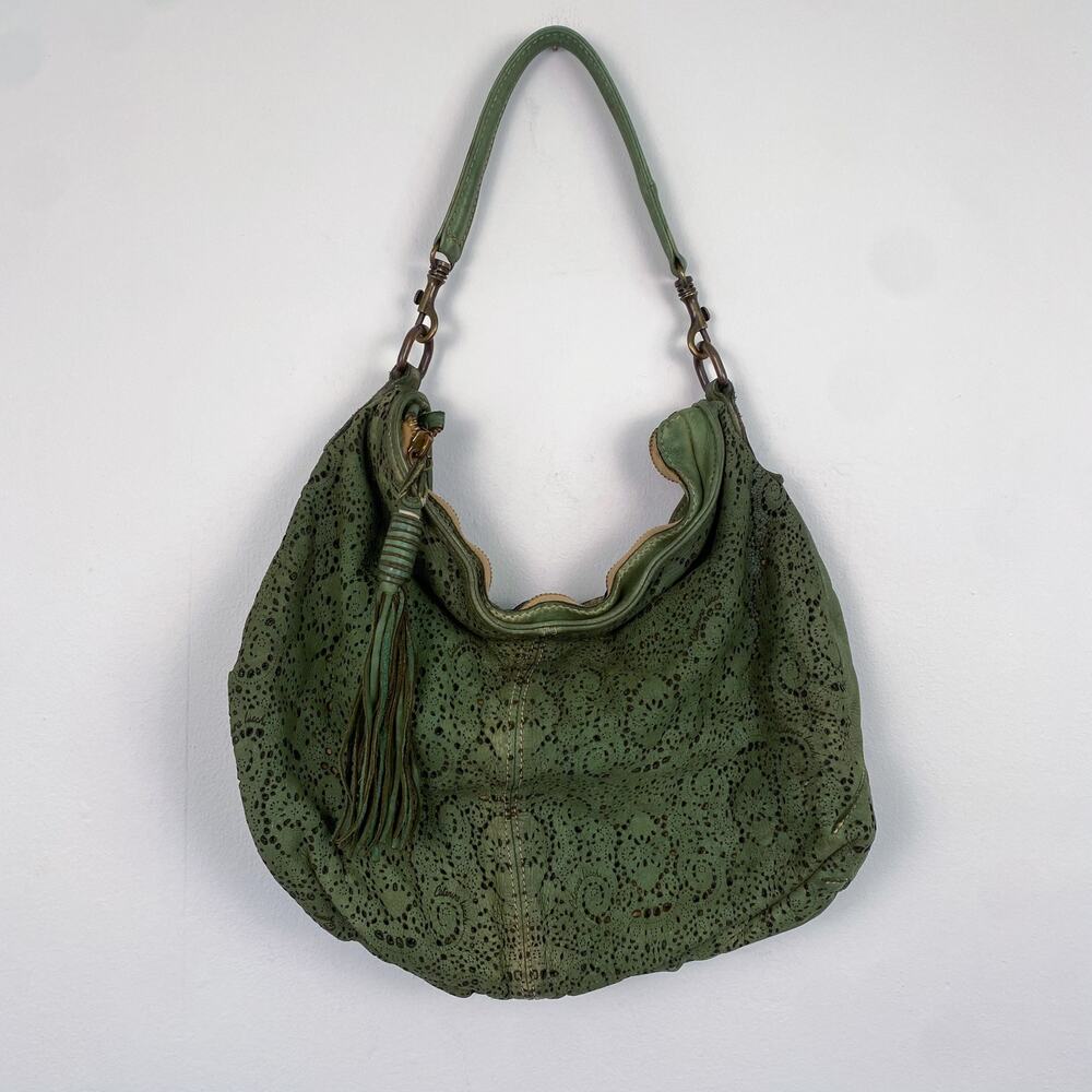 Caterina Lucchi Lazor Cut Leather Shoulder Bag Green